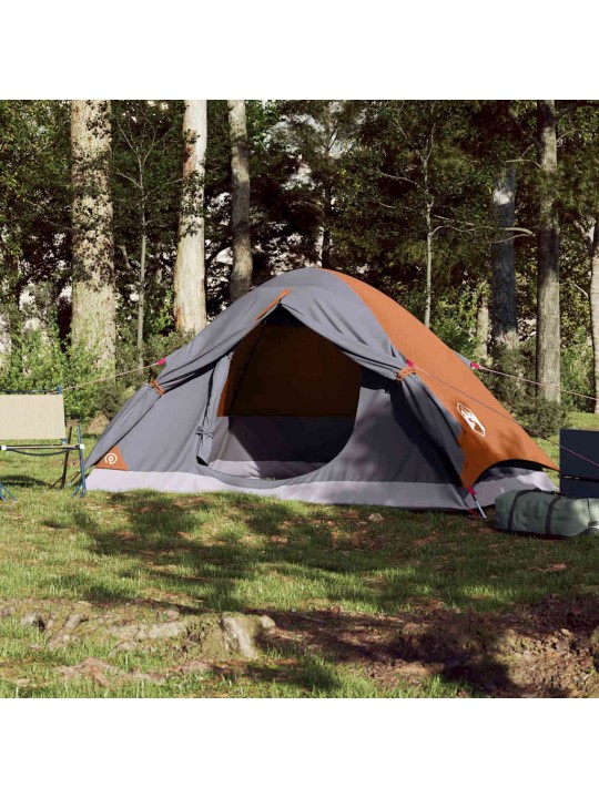 Kempingový stan kopule pro 2 osoby šedý a oranžový nepromokavý