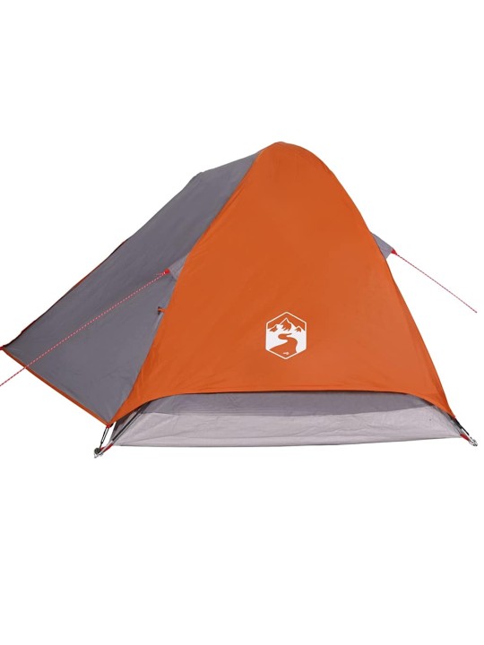 Kempingový stan kopule pro 4 osoby šedý a oranžový nepromokavý