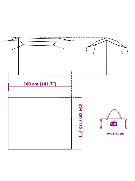 Kempingová plachta zelená 360 x 294 cm nepromokavá
