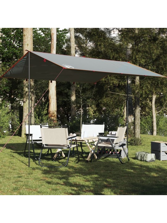 Kempingová plachta šedá a oranžová 360 x 294 cm nepromokavá