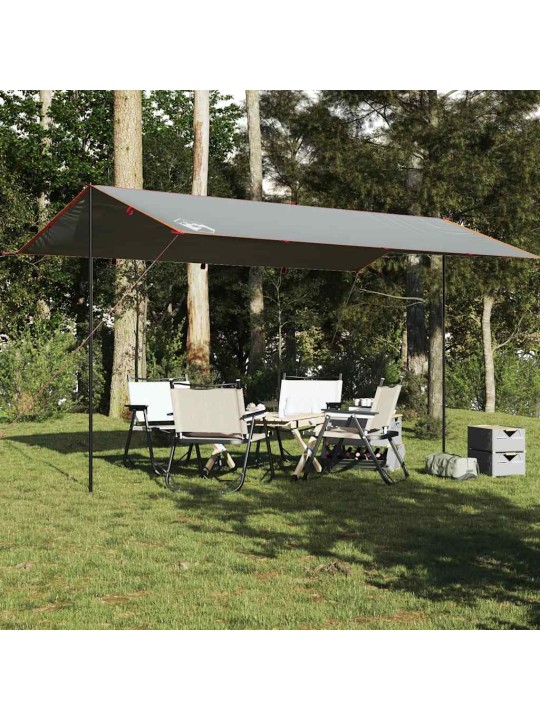 Kempingová plachta šedá a oranžová 500 x 294 cm nepromokavá