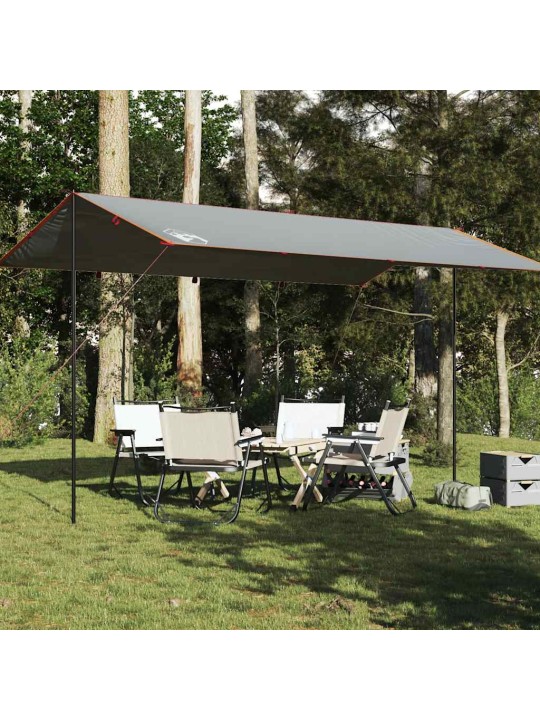 Kempingová plachta šedá a oranžová 500 x 294 cm nepromokavá
