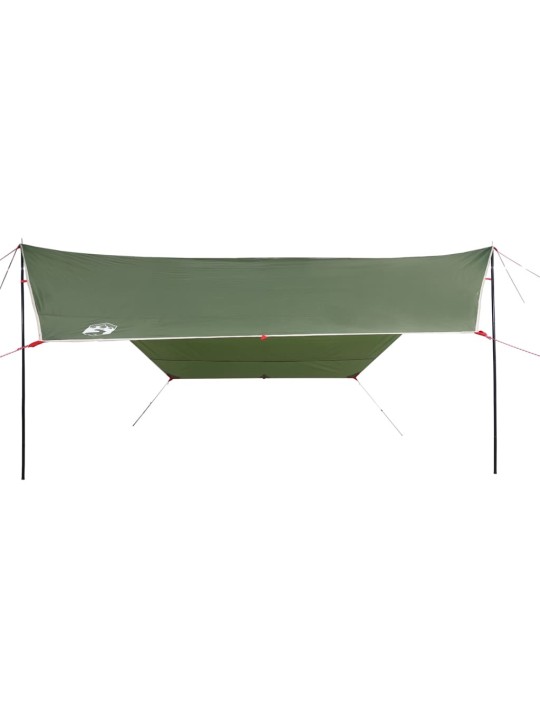 Kempingová plachta zelená 430 x 380 x 210 cm nepromokavá