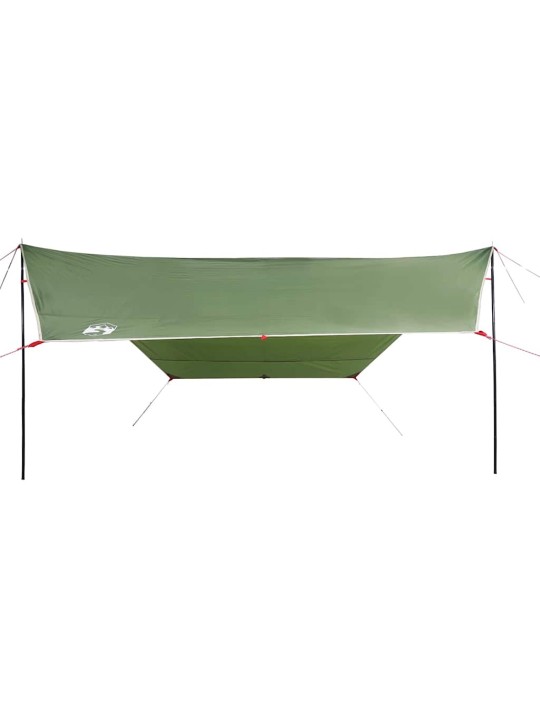 Kempingová plachta zelená 430 x 380 x 210 cm nepromokavá