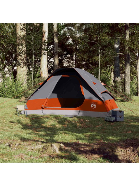 Rodinný stan kopule pro 6 osob šedý a oranžový nepromokavý