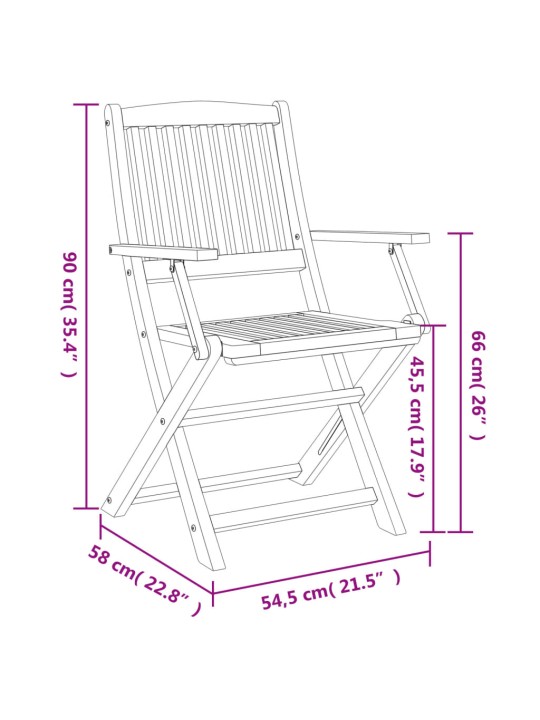 Skládací zahradní židle 4 ks 57,5 x 54,5 x 90 cm masivní akácie