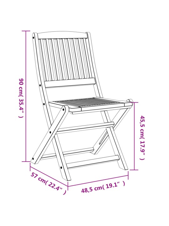 Skládací zahradní židle 2 ks 57 x 48,5 x 90 cm masivní akácie