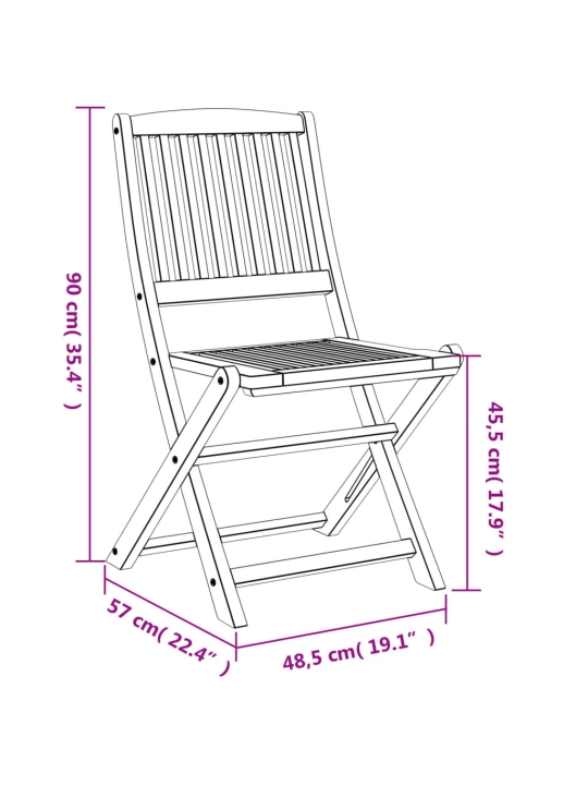 Skládací zahradní židle 2 ks 57 x 48,5 x 90 cm masivní akácie