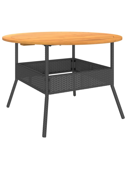 Zahradní stůl s akáciovou deskou černý Ø 110 x 71 cm polyratan