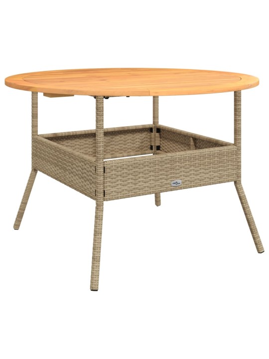 Zahradní stůl s akáciovou deskou béžový Ø 110 x 71 cm polyratan