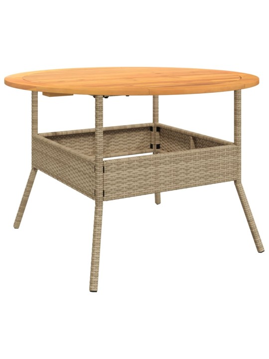 Zahradní stůl s akáciovou deskou béžový Ø 110 x 71 cm polyratan