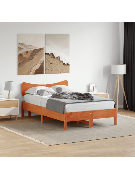 Čelo postele voskově hnědé 120 cm masivní borové dřevo