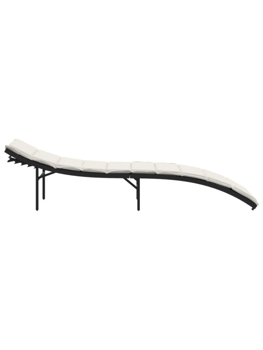 Zahradní lehátko s poduškou černé 55 x 199 x 50 cm polyratan