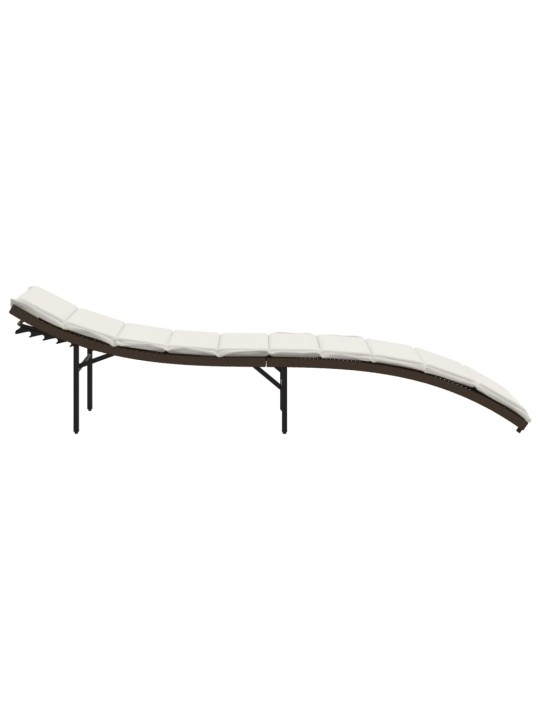 Zahradní lehátko s poduškou hnědé 55 x 199 x 50 cm polyratan