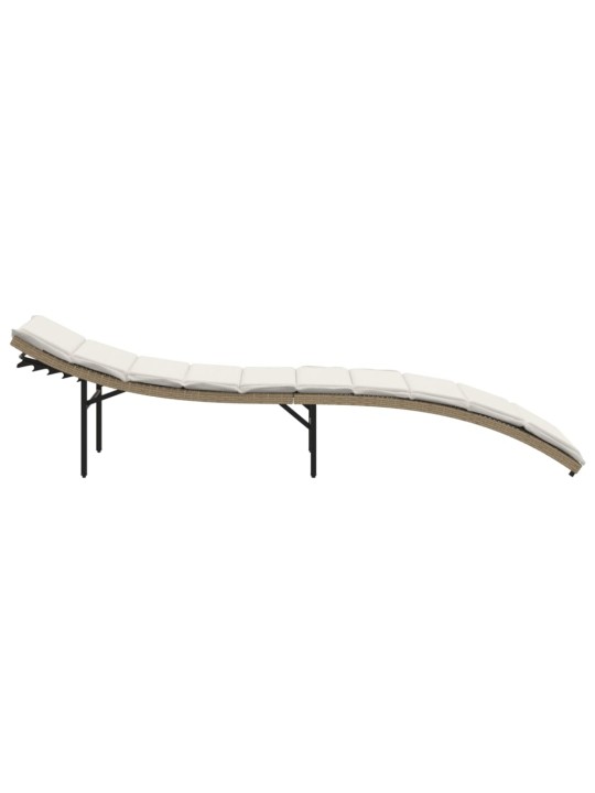 Zahradní lehátko s poduškou béžové 55 x 199 x 50 cm polyratan