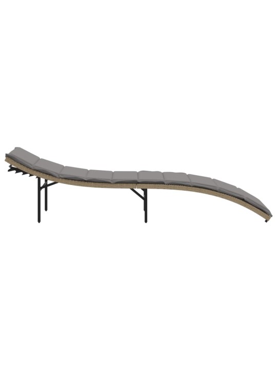 Zahradní lehátko s poduškou béžové 55 x 199 x 50 cm polyratan