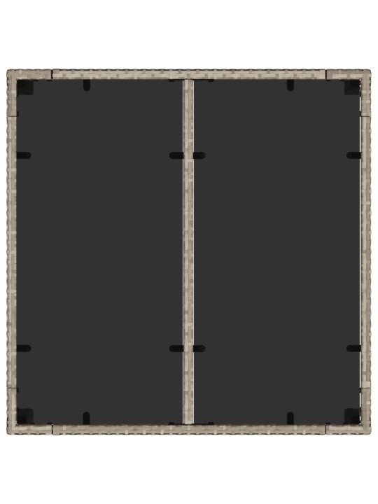 Zahradní stůl skleněná deska světle šedý 90x90x75 cm polyratan