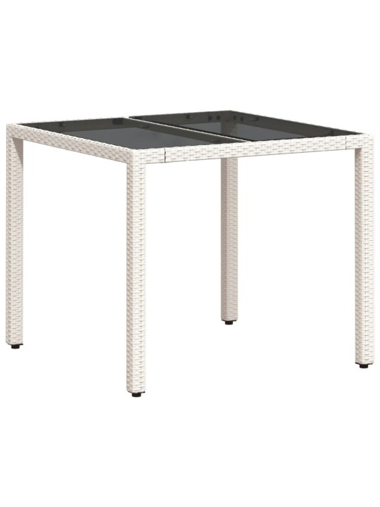 Zahradní stůl se skleněnou deskou bílý 90x90x75 cm polyratan