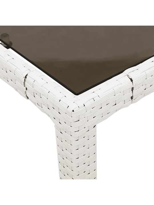 Zahradní stůl se skleněnou deskou bílý 90x90x75 cm polyratan