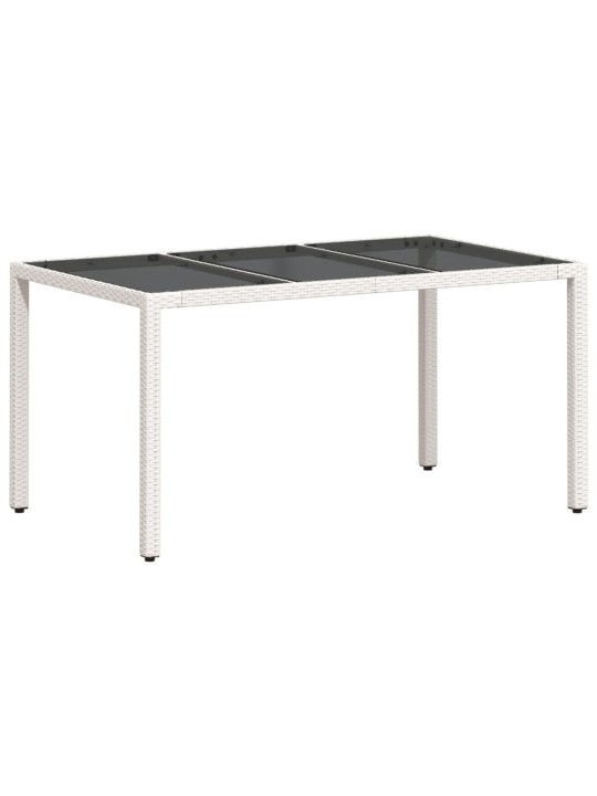 Zahradní stůl se skleněnou deskou bílý 150x90x75 cm polyratan