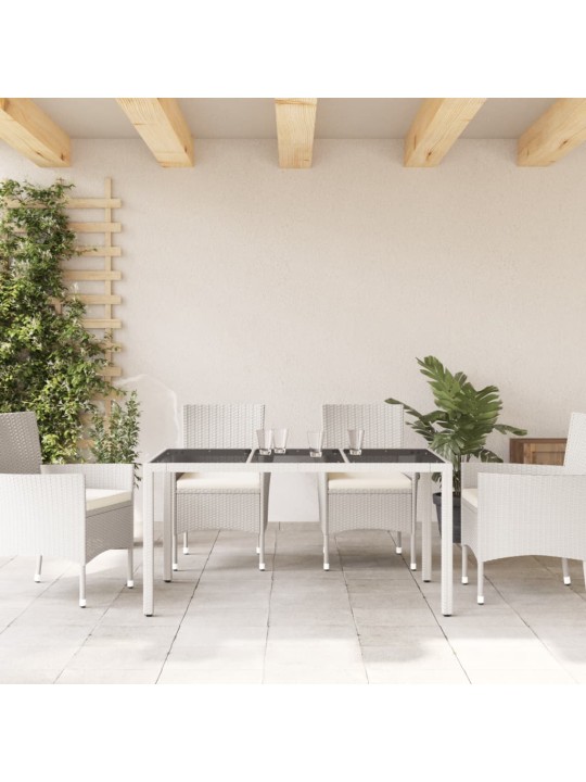 Zahradní stůl se skleněnou deskou bílý 150x90x75 cm polyratan