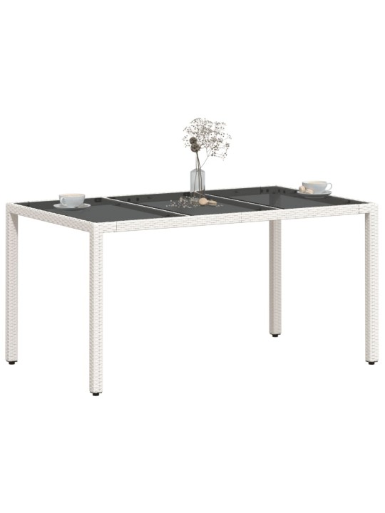 Zahradní stůl se skleněnou deskou bílý 150x90x75 cm polyratan