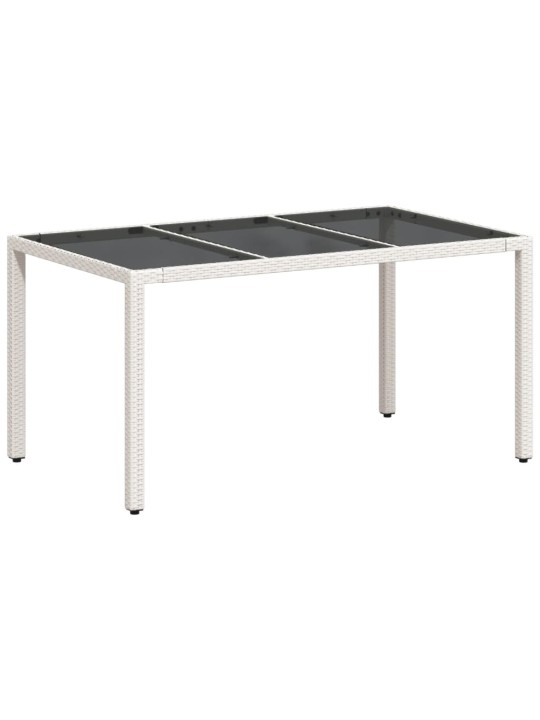 Zahradní stůl se skleněnou deskou bílý 150x90x75 cm polyratan
