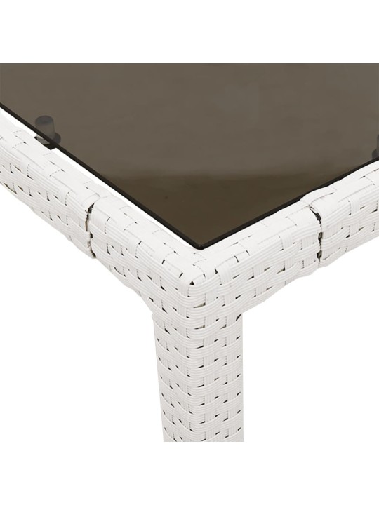 Zahradní stůl se skleněnou deskou bílý 150x90x75 cm polyratan