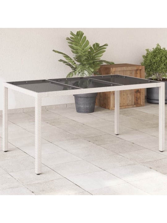 Zahradní stůl se skleněnou deskou bílý 150x90x75 cm polyratan