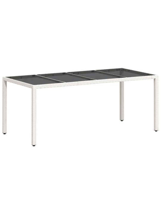 Zahradní stůl se skleněnou deskou bílý 190x90x75 cm polyratan