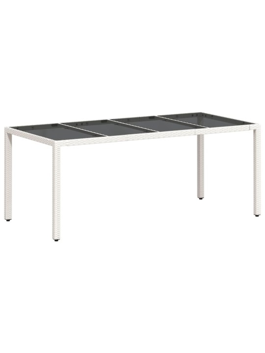 Zahradní stůl se skleněnou deskou bílý 190x90x75 cm polyratan