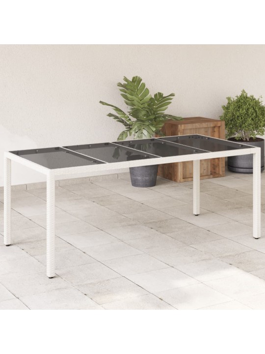 Zahradní stůl se skleněnou deskou bílý 190x90x75 cm polyratan