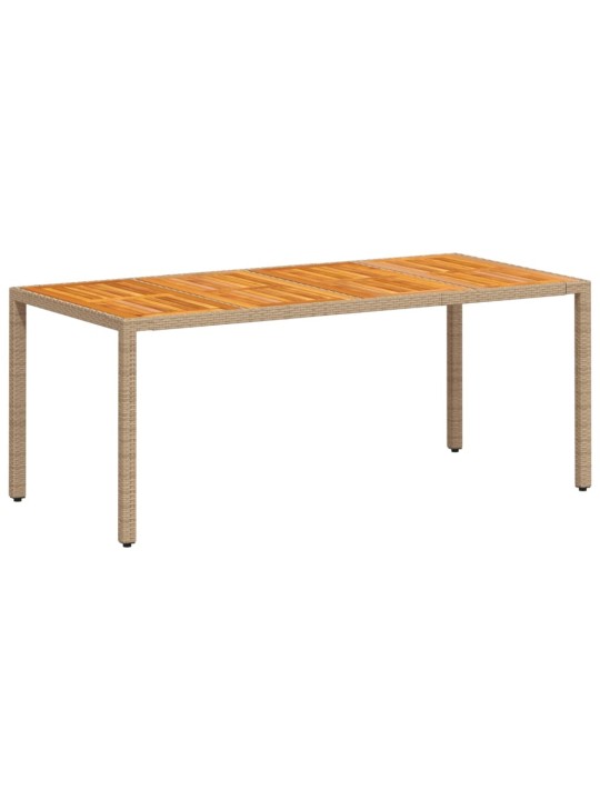 Zahradní stůl béžový 190 x 90 x 75 cm polyratan akáciové dřevo
