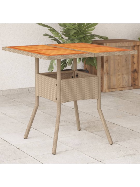 Zahradní stůl béžový 80 x 80 x 75 cm polyratan akáciové dřevo