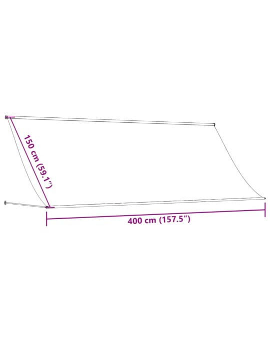 Zatahovací markýza krémová 400 x 150 cm textil a ocel