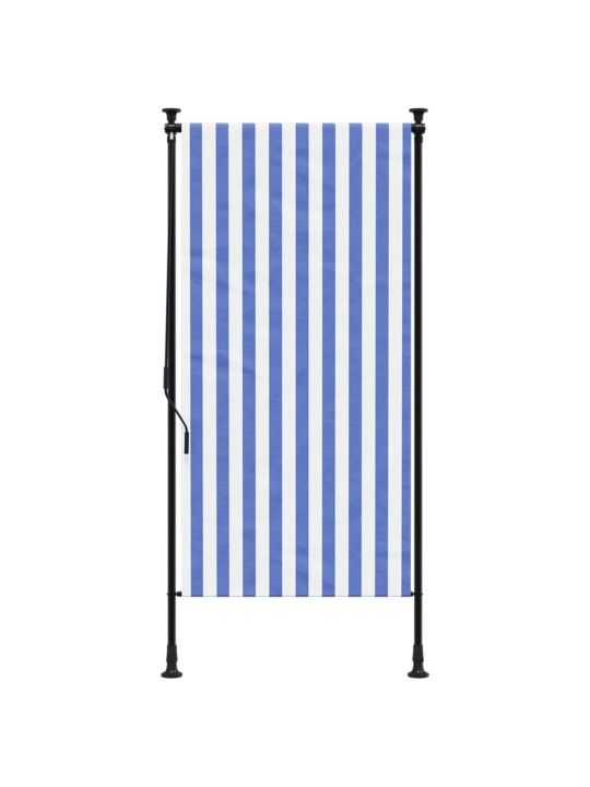 Venkovní roleta modrá a bílá 100 x 270 cm textil a ocel