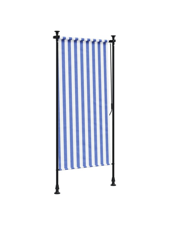 Venkovní roleta modrá a bílá 100 x 270 cm textil a ocel