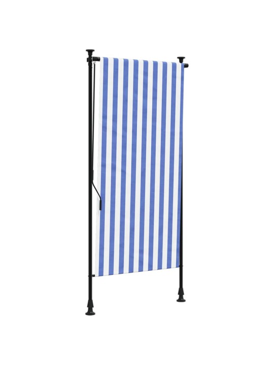 Venkovní roleta modrá a bílá 120 x 270 cm textil a ocel