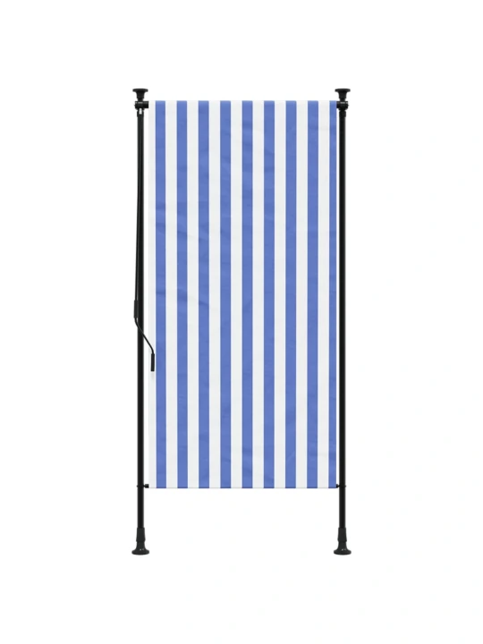 Venkovní roleta modrá a bílá 120 x 270 cm textil a ocel