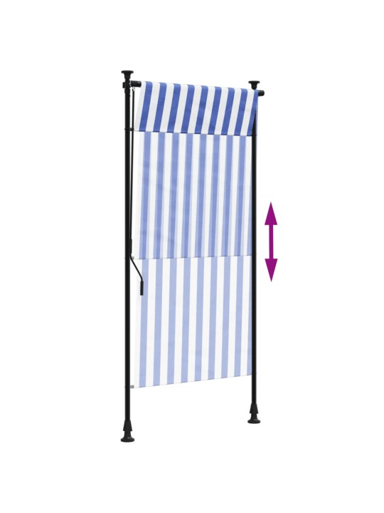 Venkovní roleta modrá a bílá 120 x 270 cm textil a ocel