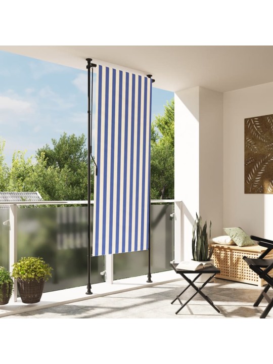 Venkovní roleta modrá a bílá 120 x 270 cm textil a ocel