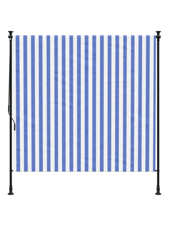 Venkovní roleta modrá a bílá 150 x 270 cm textil a ocel