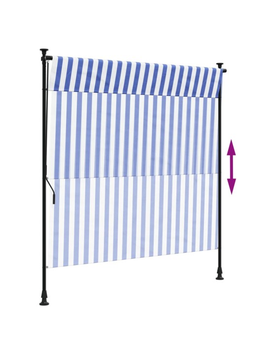 Venkovní roleta modrá a bílá 150 x 270 cm textil a ocel