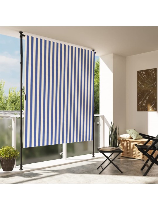 Venkovní roleta modrá a bílá 150 x 270 cm textil a ocel