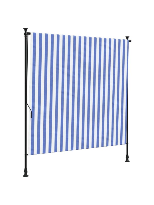 Venkovní roleta modrá a bílá 200 x 270 cm textil a ocel