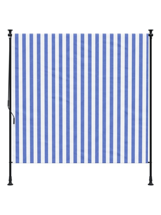Venkovní roleta modrá a bílá 200 x 270 cm textil a ocel