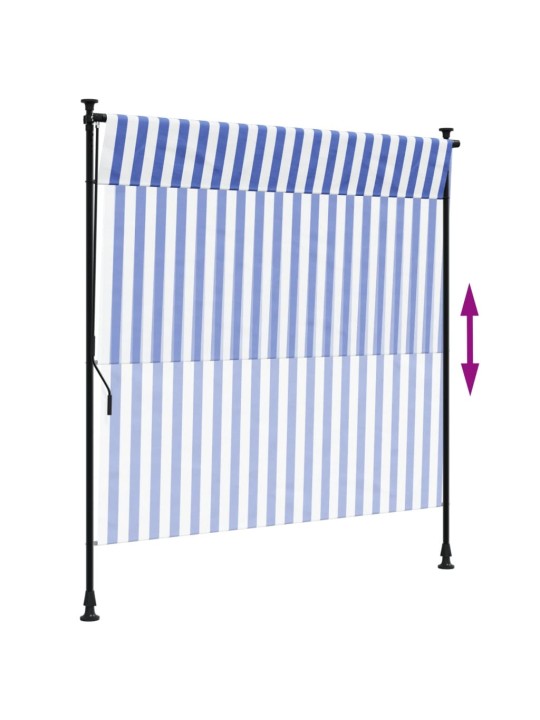 Venkovní roleta modrá a bílá 200 x 270 cm textil a ocel