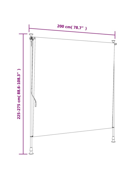Venkovní roleta modrá a bílá 200 x 270 cm textil a ocel