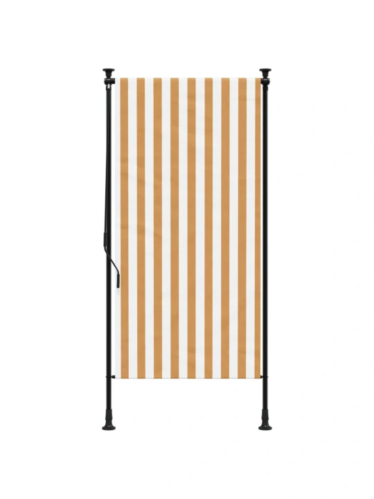 Venkovní roleta oranžová a bílá 100 x 270 cm textil a ocel