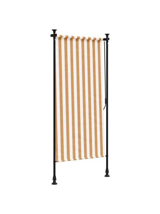 Venkovní roleta oranžová a bílá 100 x 270 cm textil a ocel